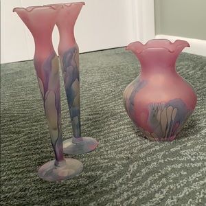 Beautiful unique vase and candlesticks